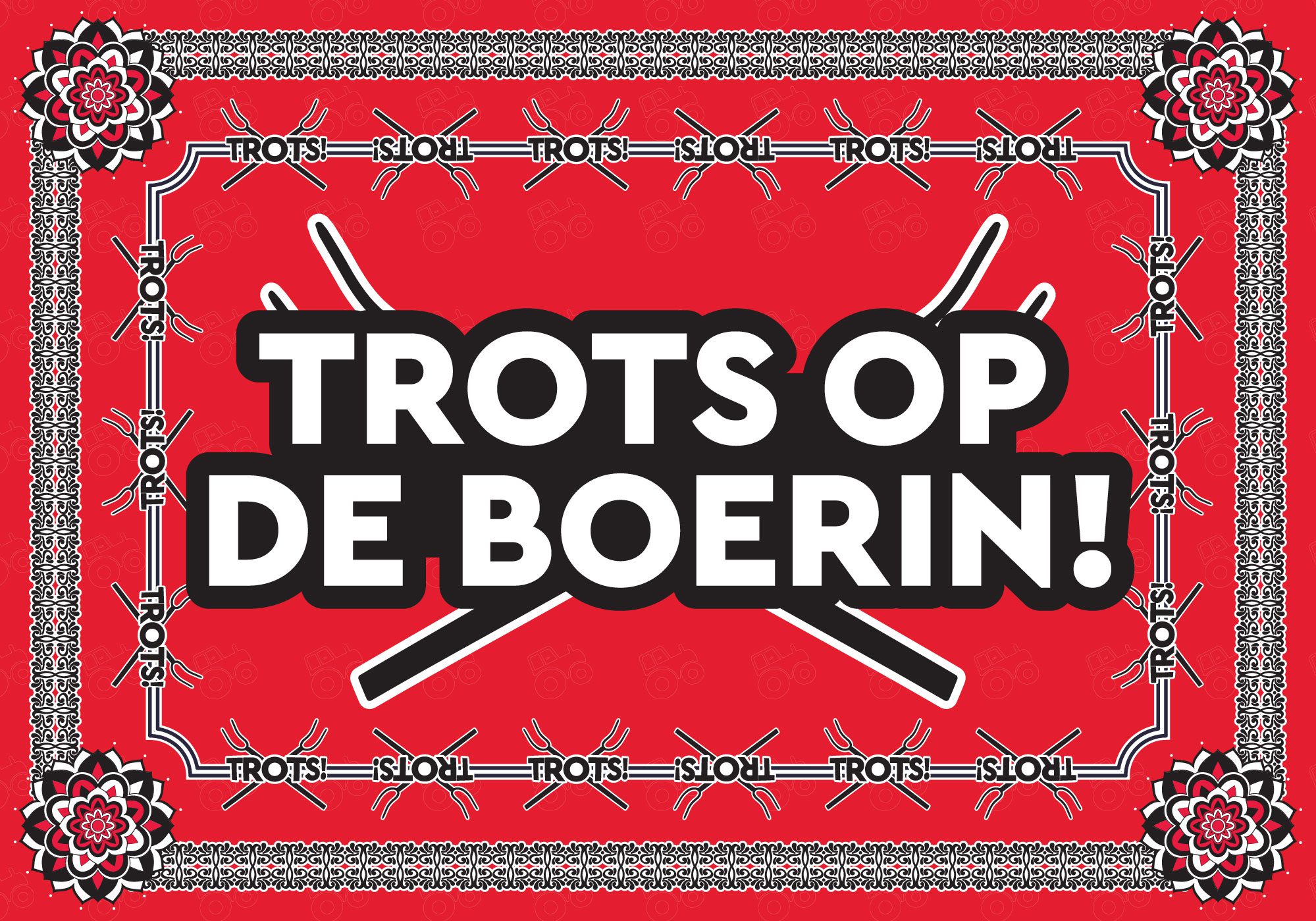 Trots op de Boerin! BoerenVlag - Boerenzakdoek - rood