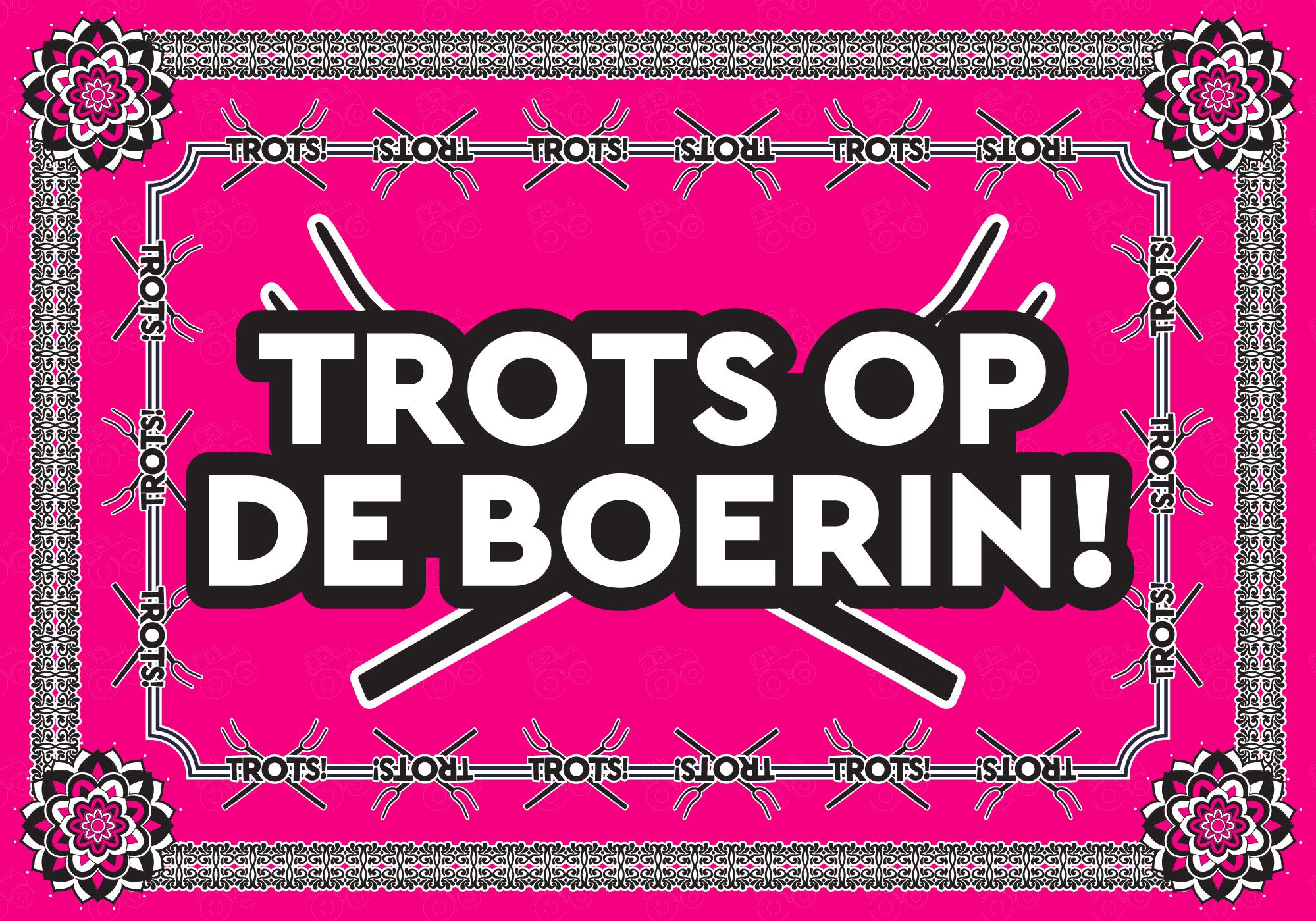 Trots op de Boerin! BoerenVlag - Boerenzakdoek - roze
